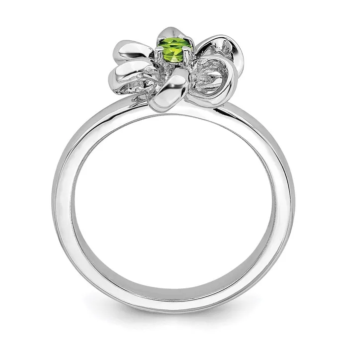 Rings Sterling Silver Stackable Expressions Polished Peridot Flower Ring Goldia