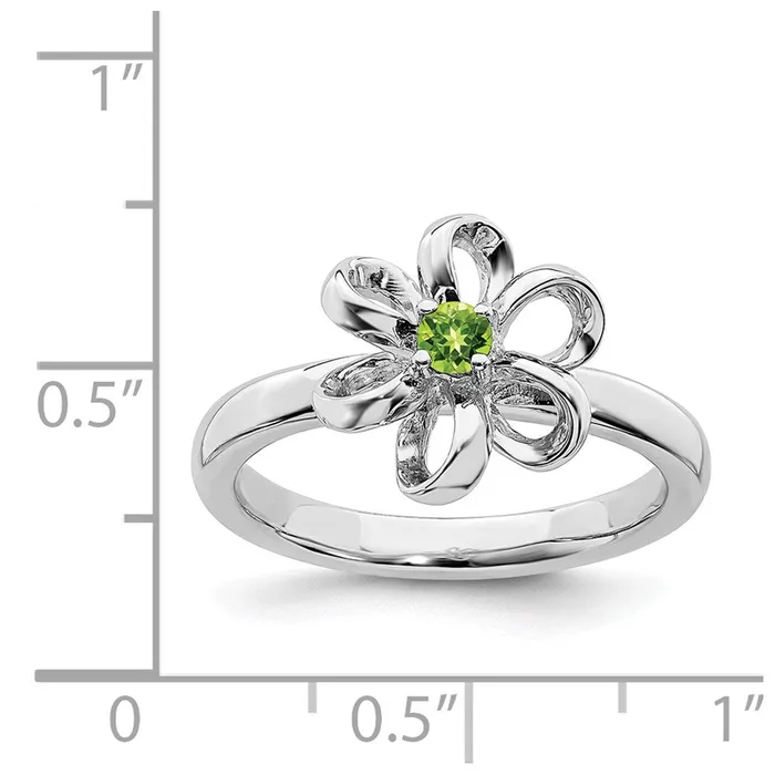 Rings Sterling Silver Stackable Expressions Polished Peridot Flower Ring Goldia