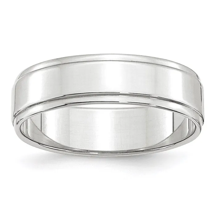 Solid 10K White Gold 6mm Flat with Step Edge MensWomens Wedding Band Ring Size 125 Goldia Rings Solid 10K White Gold 6mm Flat with Step Edge MensWomens Wedding Band Ring Size 125 Goldia Rings