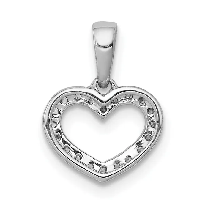 Solid 14k White Gold 03ct Simulated CZ Heart Pendant Goldia Necklaces