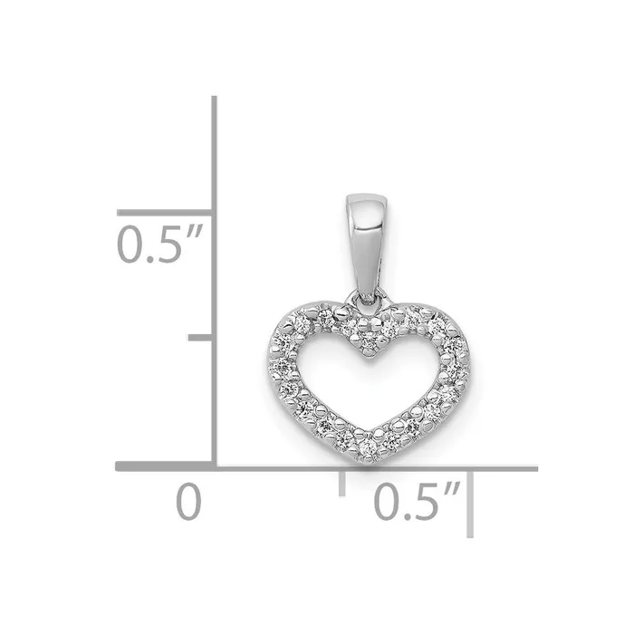 Solid 14k White Gold 03ct Simulated CZ Heart Pendant Goldia Necklaces