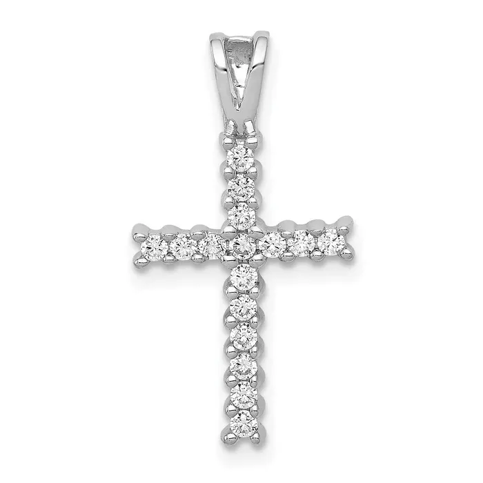 Solid 14k White Gold 14ct Simulated CZ Latin Cross Pendant Goldia Necklaces Solid 14k White Gold 14ct Simulated CZ Latin Cross Pendant Goldia Necklaces