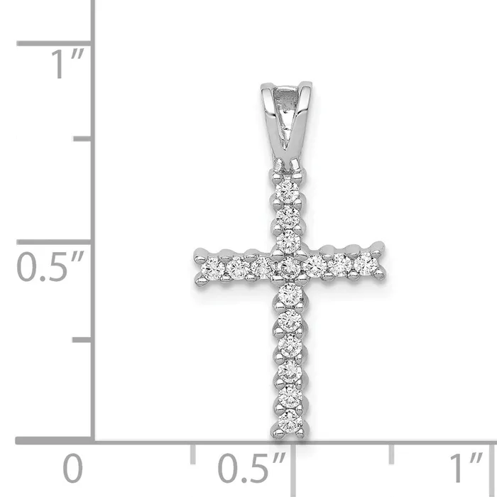 Solid 14k White Gold 14ct Simulated CZ Latin Cross Pendant Goldia Necklaces Solid 14k White Gold 14ct Simulated CZ Latin Cross Pendant Goldia Necklaces