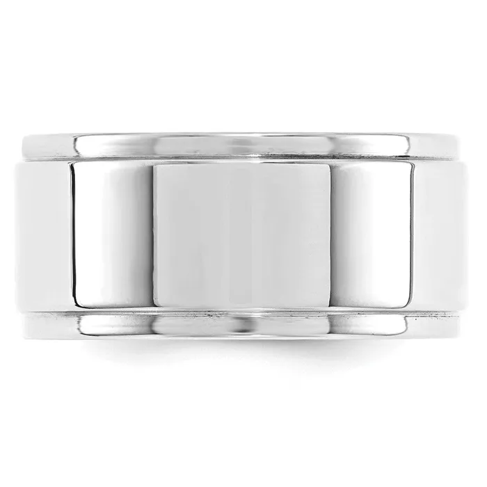 Solid 14K White Gold 10mm Flat with Step Edge MensWomens Wedding Band Ring Size 11 Goldia Rings Solid 14K White Gold 10mm Flat with Step Edge MensWomens Wedding Band Ring Size 11 Goldia Rings