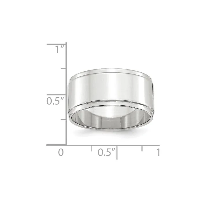 Solid 14K White Gold 10mm Flat with Step Edge MensWomens Wedding Band Ring Size 11 Goldia Rings Solid 14K White Gold 10mm Flat with Step Edge MensWomens Wedding Band Ring Size 11 Goldia Rings