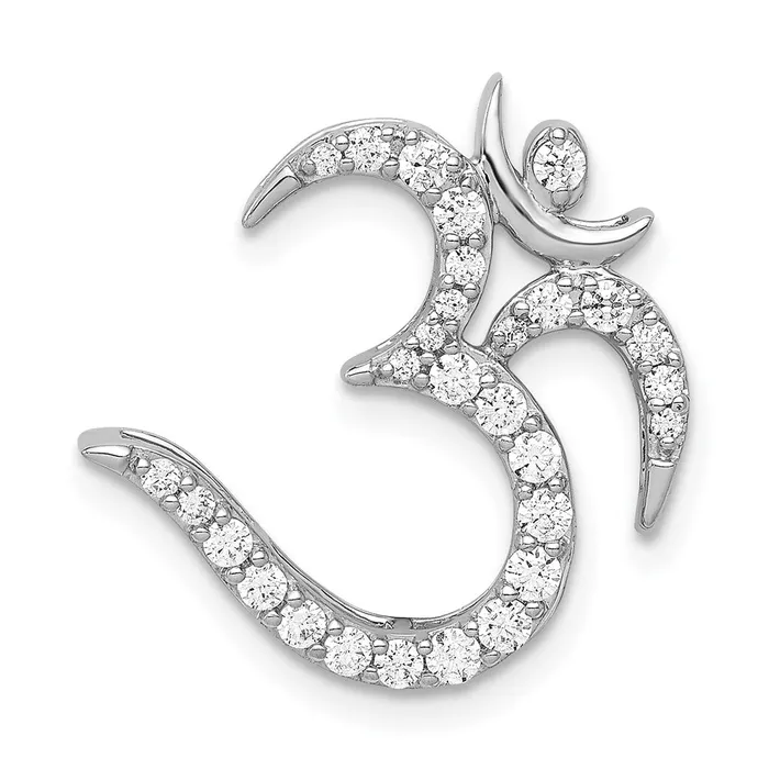 Solid 14k White Gold 38ct Simulated CZ Om Symbol Chain Slide Goldia Necklaces Solid 14k White Gold 38ct Simulated CZ Om Symbol Chain Slide Goldia Necklaces