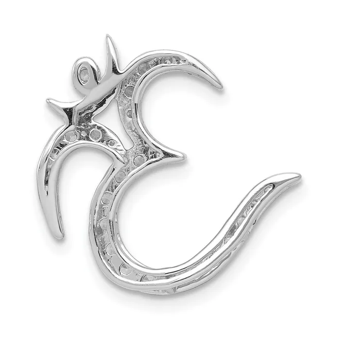 Solid 14k White Gold 38ct Simulated CZ Om Symbol Chain Slide Goldia Necklaces Solid 14k White Gold 38ct Simulated CZ Om Symbol Chain Slide Goldia Necklaces