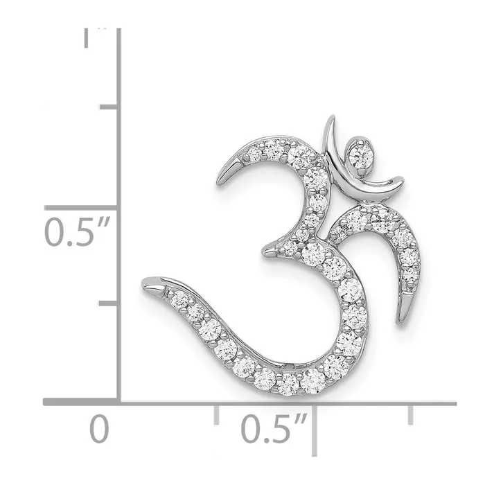 Solid 14k White Gold 38ct Simulated CZ Om Symbol Chain Slide Goldia Necklaces Solid 14k White Gold 38ct Simulated CZ Om Symbol Chain Slide Goldia Necklaces