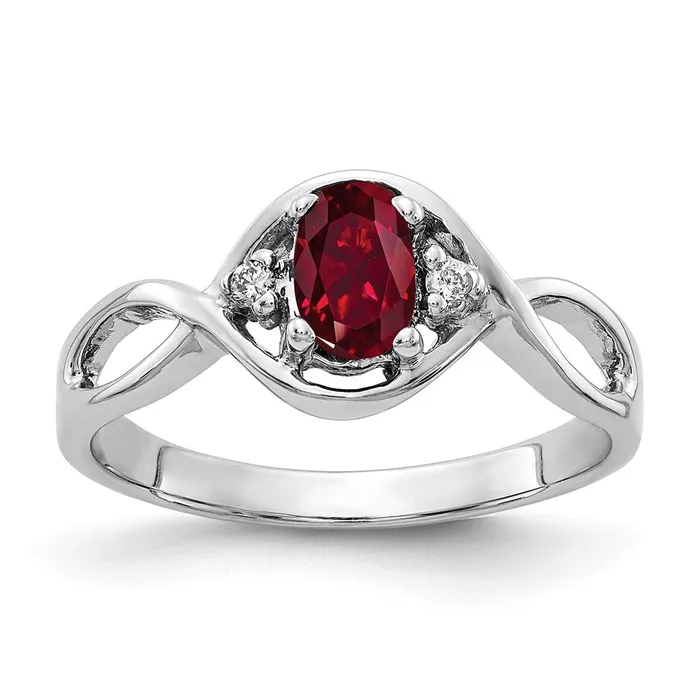 Solid 14k White Gold 6x4mm Oval Created Simulated Ruby A CZ Ring Goldia Rings Solid 14k White Gold 6x4mm Oval Created Simulated Ruby A CZ Ring Goldia Rings