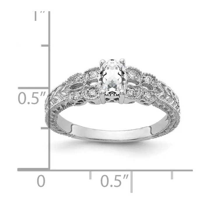 Solid 14k White Gold 6x4mm Oval Cubic Zirconia A Simulated CZ Ring Goldia Rings