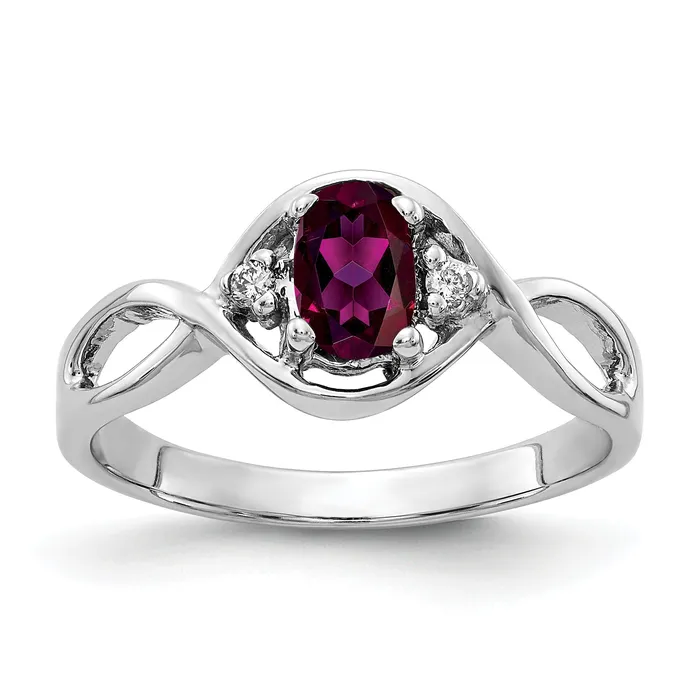 Solid 14k White Gold 6x4mm Oval Rhodolite Simulated Garnet A CZ Ring Goldia Rings Solid 14k White Gold 6x4mm Oval Rhodolite Simulated Garnet A CZ Ring Goldia Rings