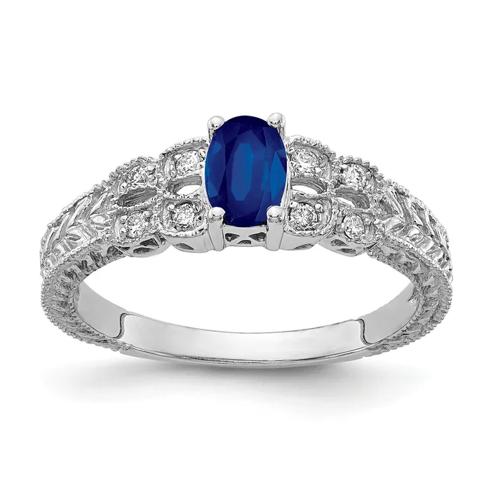Solid 14k White Gold 6x4mm Oval Simulated Sapphire VS CZ Ring Goldia Rings Solid 14k White Gold 6x4mm Oval Simulated Sapphire VS CZ Ring Goldia Rings