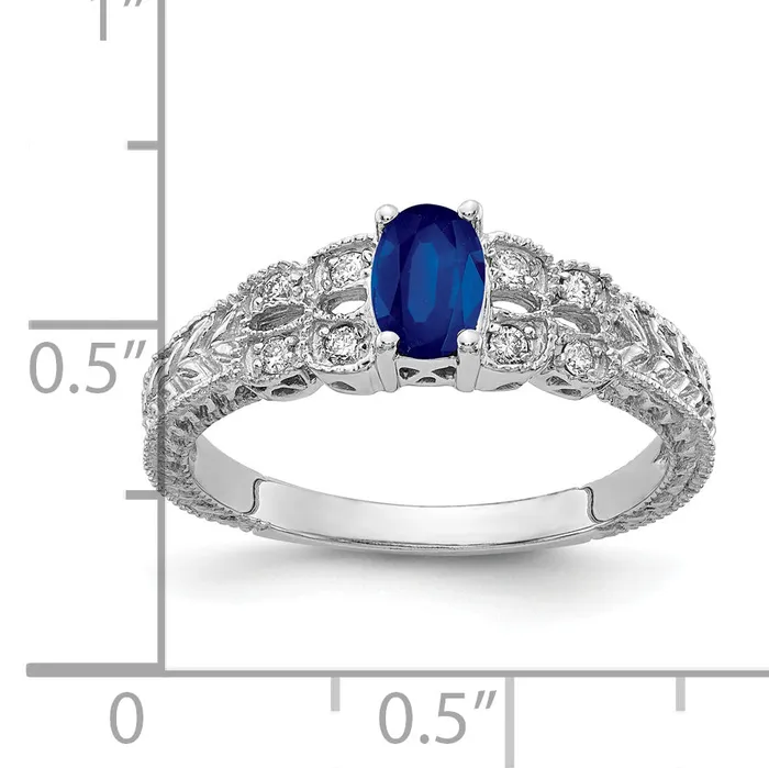 Solid 14k White Gold 6x4mm Oval Simulated Sapphire VS CZ Ring Goldia Rings