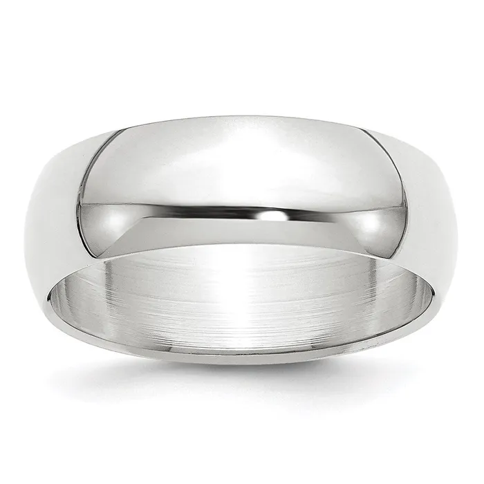Solid 14K White Gold 7mm Half Round MensWomens Wedding Band Ring Size 125 Goldia Rings Solid 14K White Gold 7mm Half Round MensWomens Wedding Band Ring Size 125 Goldia Rings