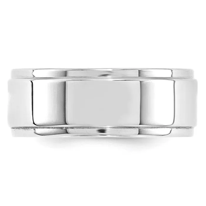 Solid 14K White Gold 8mm Flat with Step Edge MensWomens Wedding Band Ring Size 11 Goldia Rings Solid 14K White Gold 8mm Flat with Step Edge MensWomens Wedding Band Ring Size 11 Goldia Rings
