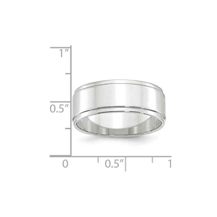 Solid 14K White Gold 8mm Flat with Step Edge MensWomens Wedding Band Ring Size 11 Goldia Rings Solid 14K White Gold 8mm Flat with Step Edge MensWomens Wedding Band Ring Size 11 Goldia Rings