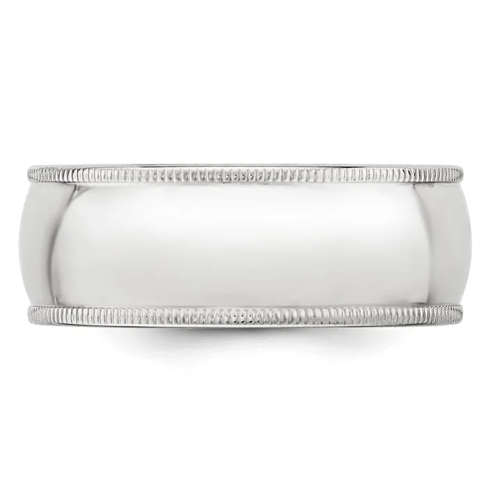 Solid 14K White Gold 8mm Milgrain Half Round MensWomens Wedding Band Ring Size 55 Goldia Rings Solid 14K White Gold 8mm Milgrain Half Round MensWomens Wedding Band Ring Size 55 Goldia Rings