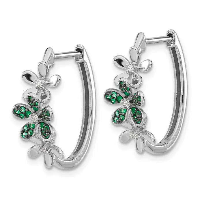 Solid 14k White Gold Simulated CZ and Emerald Earrings Goldia Earrings Solid 14k White Gold Simulated CZ and Emerald Earrings Goldia Earrings