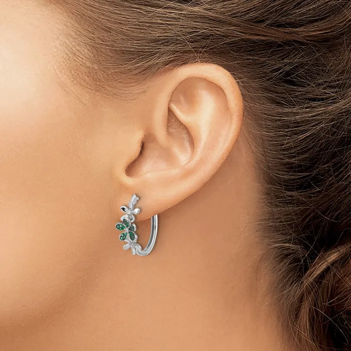 Solid 14k White Gold Simulated CZ and Emerald Earrings Goldia Earrings Solid 14k White Gold Simulated CZ and Emerald Earrings Goldia Earrings