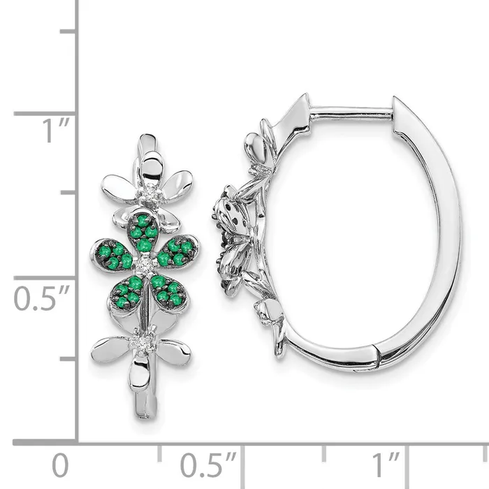 Solid 14k White Gold Simulated CZ and Emerald Earrings Goldia Earrings Solid 14k White Gold Simulated CZ and Emerald Earrings Goldia Earrings