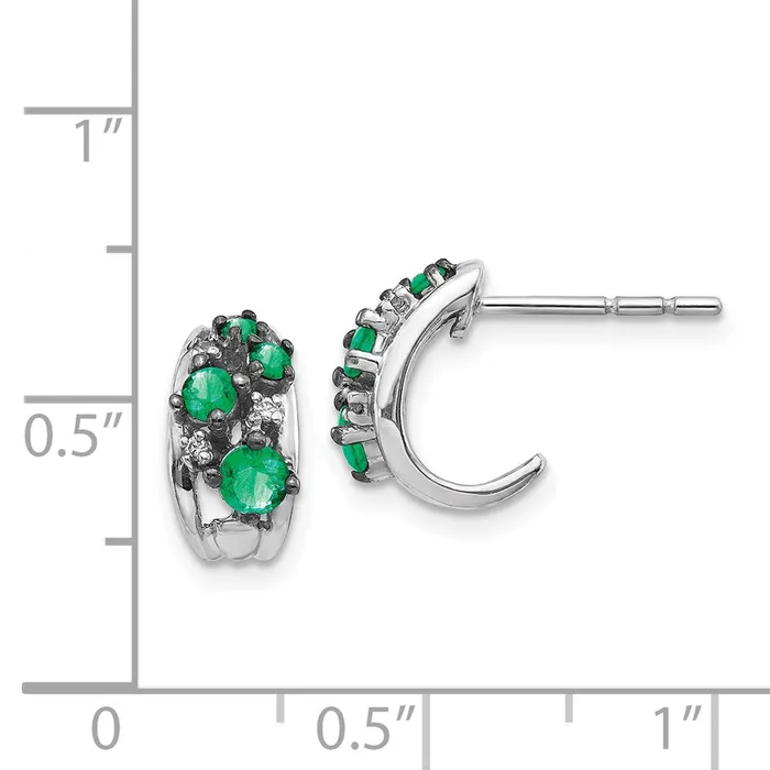 Solid 14k White Gold Simulated CZ and Emerald Polished Post Hoop Earrings Goldia Earrings Solid 14k White Gold Simulated CZ and Emerald Polished Post Hoop Earrings Goldia Earrings