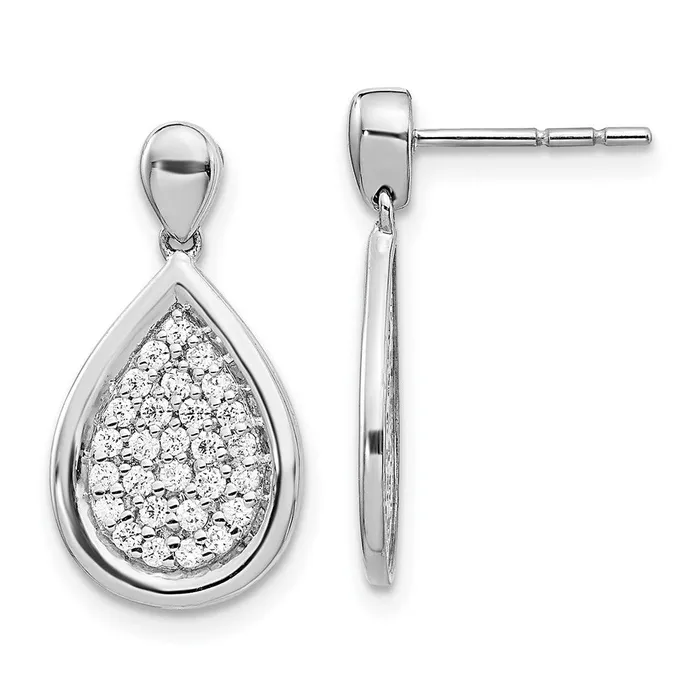 Solid 14k White Gold Simulated CZ Fancy Teardrop Post Earrings Goldia Earrings Solid 14k White Gold Simulated CZ Fancy Teardrop Post Earrings Goldia Earrings
