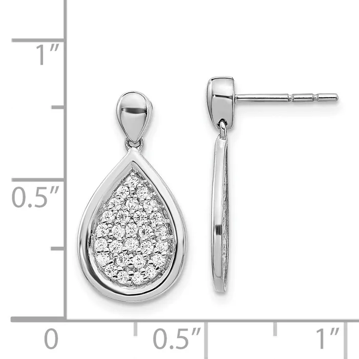 Solid 14k White Gold Simulated CZ Fancy Teardrop Post Earrings Goldia Earrings Solid 14k White Gold Simulated CZ Fancy Teardrop Post Earrings Goldia Earrings