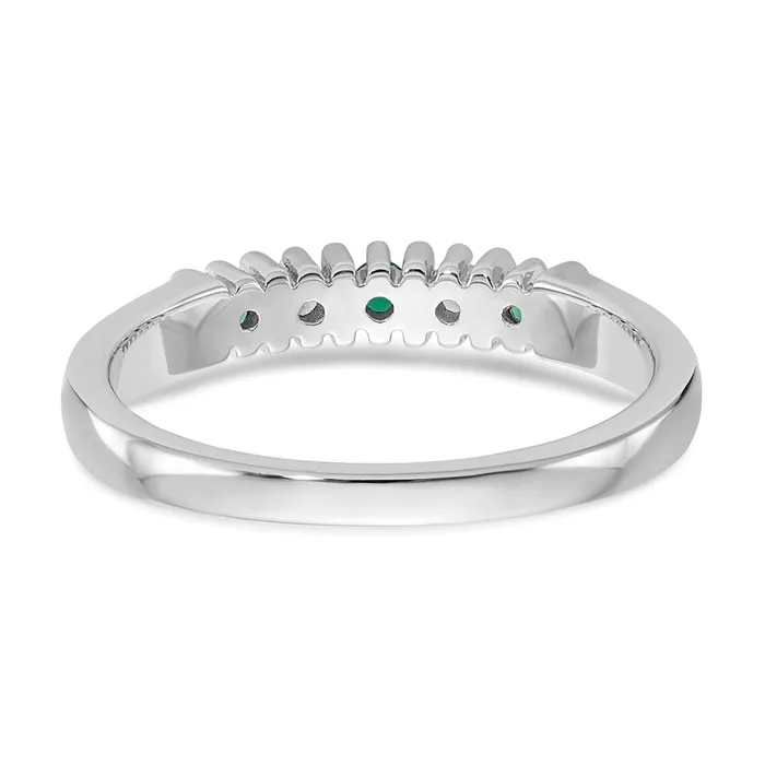Solid 14k White Gold Simulated CZ wSimulated Emerald Band Goldia Rings