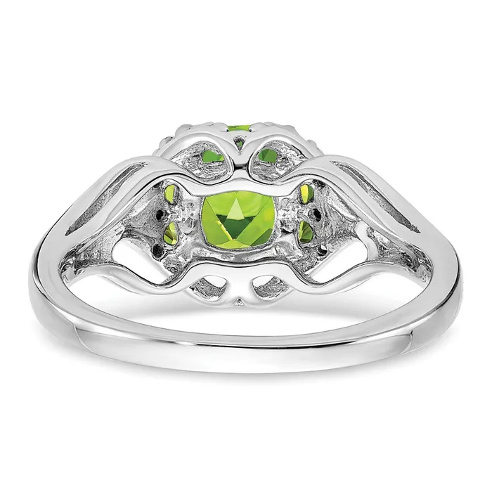 Solid 14k White Gold Simulated Peridot and CZ Ring Goldia Rings