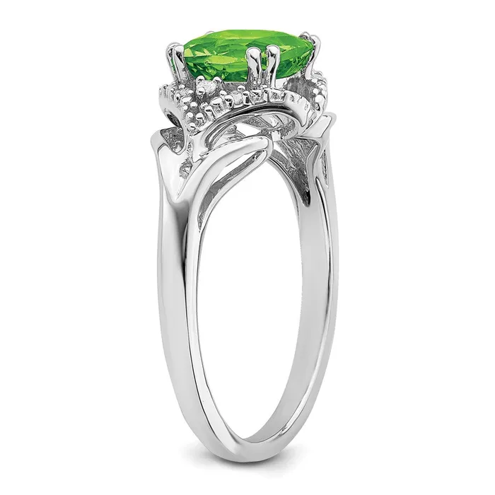 Solid 14k White Gold Simulated Peridot and CZ Ring Goldia Rings