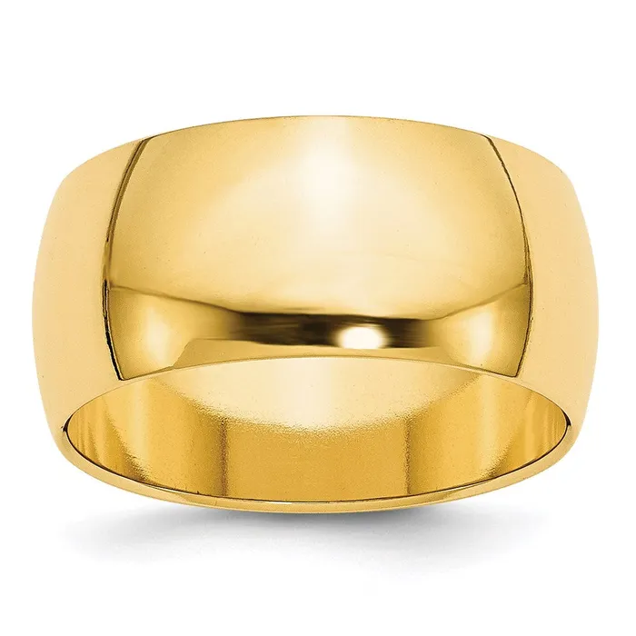 Solid 14K Yellow Gold 10mm Half Round MensWomens Wedding Band Ring Size 10 Goldia Rings