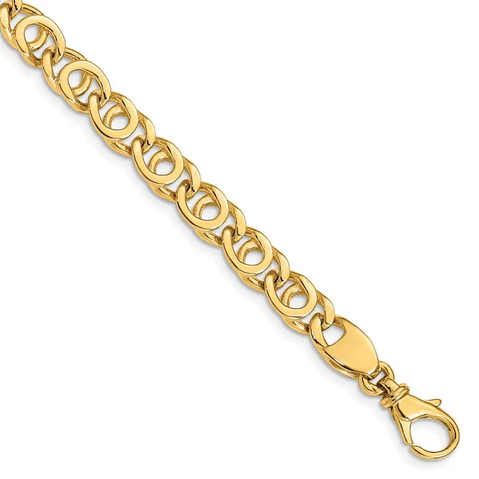 Solid 14K Yellow Gold 22 inch 7mm Hand Polished Fancy Link with Fancy Lobster Clasp Chain Necklace MDS Necklaces Solid 14K Yellow Gold 22 inch 7mm Hand Polished Fancy Link with Fancy Lobster Clasp Chain Necklace MDS Necklaces