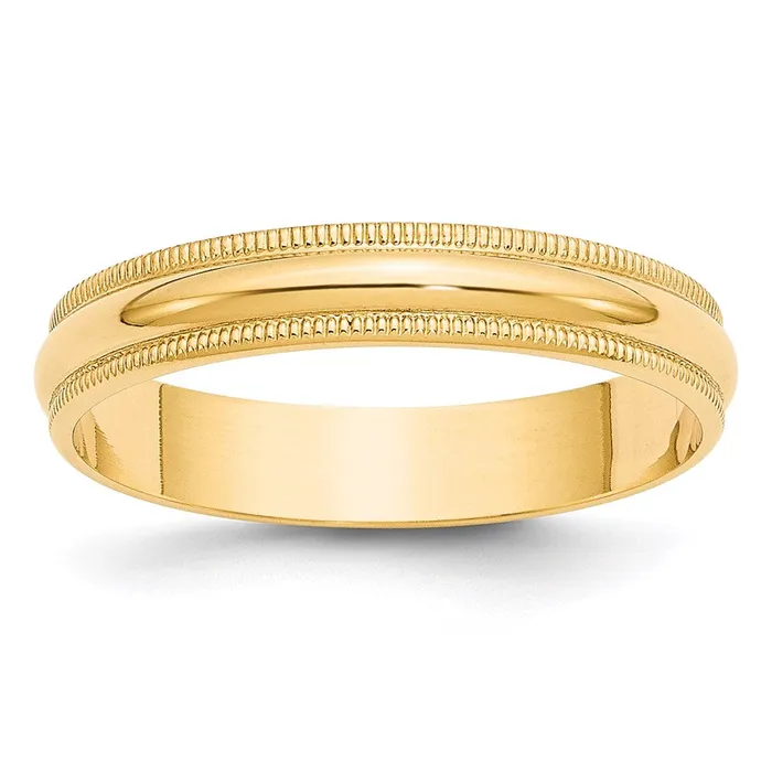 Solid 14K Yellow Gold 4mm Light Weight Milgrain Half Round MensWomens Wedding Band Ring Size 7 Goldia Rings Solid 14K Yellow Gold 4mm Light Weight Milgrain Half Round MensWomens Wedding Band Ring Size 7 Goldia Rings