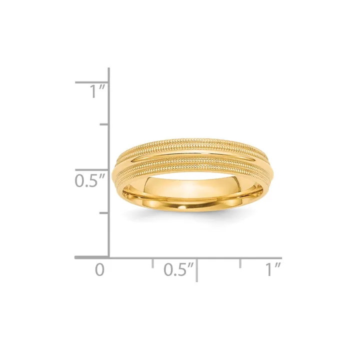 Solid 14K Yellow Gold 5mm Double Milgrain Comfort Fit MensWomens Wedding Band Ring Size 75 Goldia Rings Solid 14K Yellow Gold 5mm Double Milgrain Comfort Fit MensWomens Wedding Band Ring Size 75 Goldia Rings