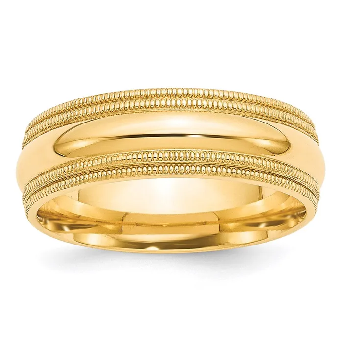 Solid 14K Yellow Gold 7mm Double Milgrain Comfort Fit MensWomens Wedding Band Ring Size 55 Goldia Rings Solid 14K Yellow Gold 7mm Double Milgrain Comfort Fit MensWomens Wedding Band Ring Size 55 Goldia Rings