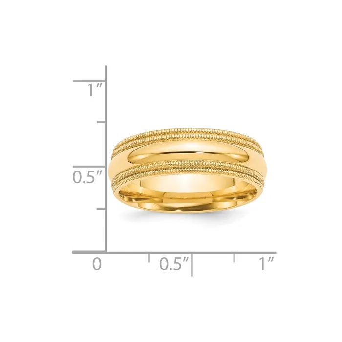 Solid 14K Yellow Gold 7mm Double Milgrain Comfort Fit MensWomens Wedding Band Ring Size 55 Goldia Rings Solid 14K Yellow Gold 7mm Double Milgrain Comfort Fit MensWomens Wedding Band Ring Size 55 Goldia Rings