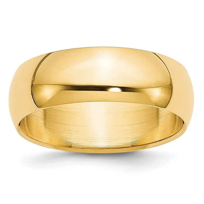 Solid 14K Yellow Gold 7mm HalfRound Wedding MensWomens Wedding Band Ring Size 115 Goldia Rings