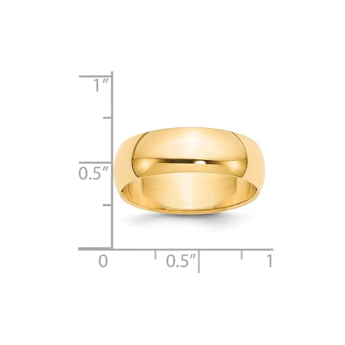 Solid 14K Yellow Gold 7mm HalfRound Wedding MensWomens Wedding Band Ring Size 115 Goldia Rings Solid 14K Yellow Gold 7mm HalfRound Wedding MensWomens Wedding Band Ring Size 115 Goldia Rings
