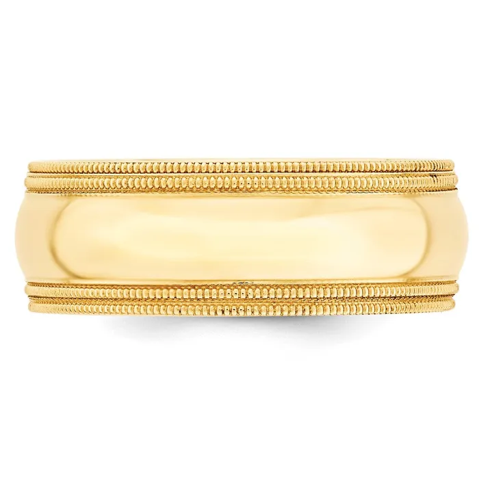 Solid 14K Yellow Gold 8mm Double Milgrain Comfort Fit MensWomens Wedding Band Ring Size 135 Goldia Rings Solid 14K Yellow Gold 8mm Double Milgrain Comfort Fit MensWomens Wedding Band Ring Size 135 Goldia Rings