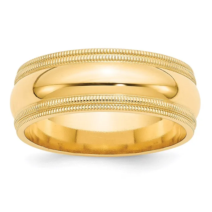 Solid 14K Yellow Gold 8mm Double Milgrain Comfort Fit MensWomens Wedding Band Ring Size 75 Goldia Rings Solid 14K Yellow Gold 8mm Double Milgrain Comfort Fit MensWomens Wedding Band Ring Size 75 Goldia Rings