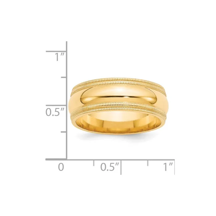 Solid 14K Yellow Gold 8mm Double Milgrain Comfort Fit MensWomens Wedding Band Ring Size 95 Goldia Rings Solid 14K Yellow Gold 8mm Double Milgrain Comfort Fit MensWomens Wedding Band Ring Size 95 Goldia Rings