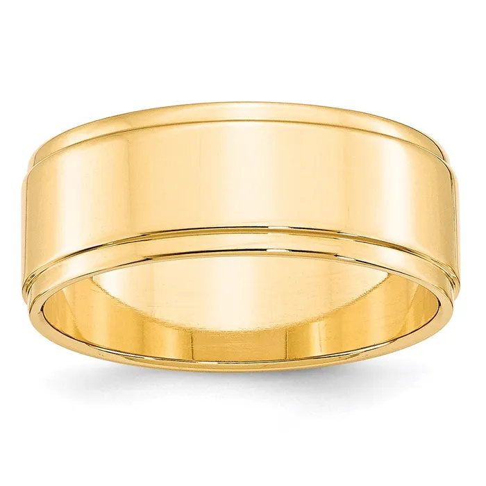 Solid 14K Yellow Gold 8mm Flat with Step Edge MensWomens Wedding Band Ring Size 11 Goldia Rings Solid 14K Yellow Gold 8mm Flat with Step Edge MensWomens Wedding Band Ring Size 11 Goldia Rings