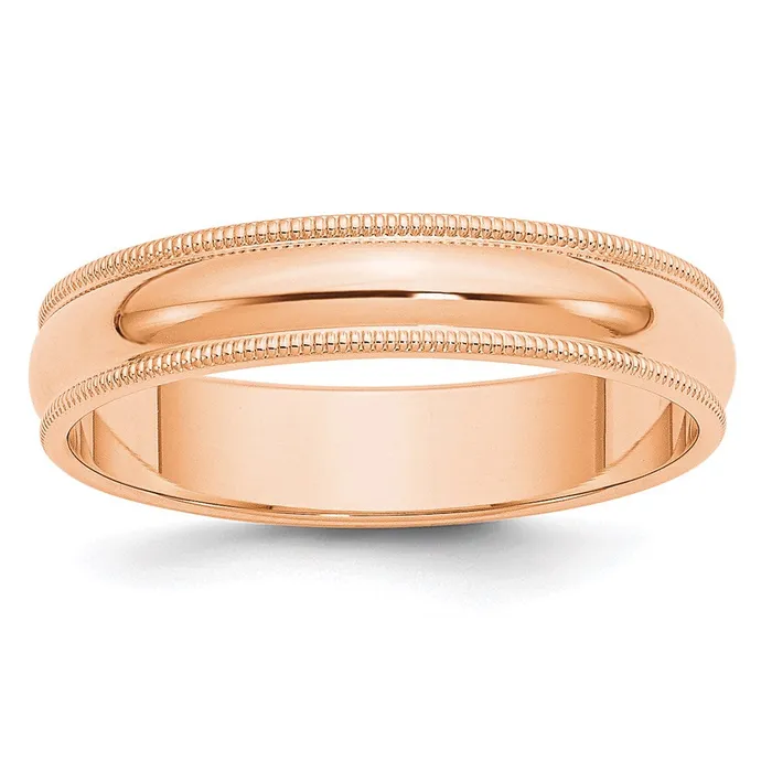 Solid 14K Yellow Gold Rose Gold 5mm Milgrain Half Round MensWomens Wedding Band Ring Size 135 Goldia Rings Solid 14K Yellow Gold Rose Gold 5mm Milgrain Half Round MensWomens Wedding Band Ring Size 135 Goldia Rings