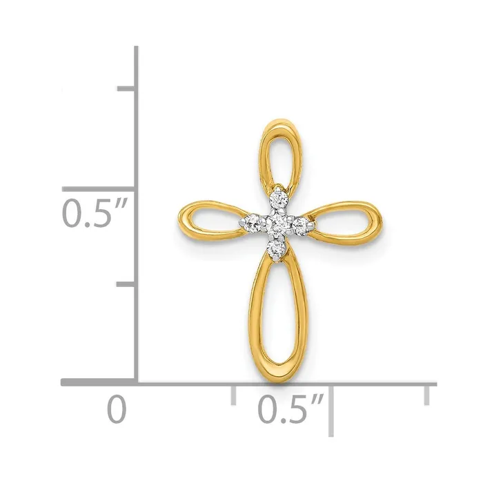 Solid 14k Yellow Gold Simulated CZ Cross Slide Pendant Goldia Necklaces Solid 14k Yellow Gold Simulated CZ Cross Slide Pendant Goldia Necklaces