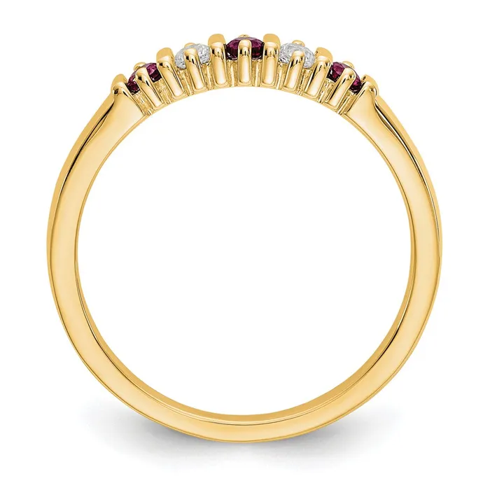 Solid 14k Yellow Gold Simulated CZ wSimulated Ruby Band Goldia Rings