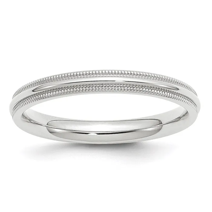 Solid 18K White Gold 3mm Milgrain Comfort Fit MensWomens Wedding Band Ring Size 14 Goldia Rings Solid 18K White Gold 3mm Milgrain Comfort Fit MensWomens Wedding Band Ring Size 14 Goldia Rings