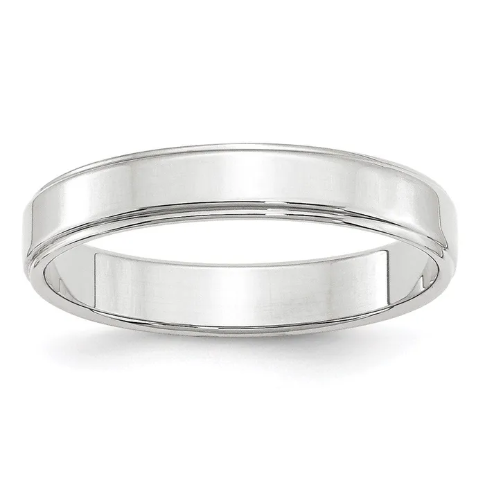 Solid 18K White Gold 4mm Flat with Step Edge MensWomens Wedding Band Ring Size 8 Goldia Rings Solid 18K White Gold 4mm Flat with Step Edge MensWomens Wedding Band Ring Size 8 Goldia Rings