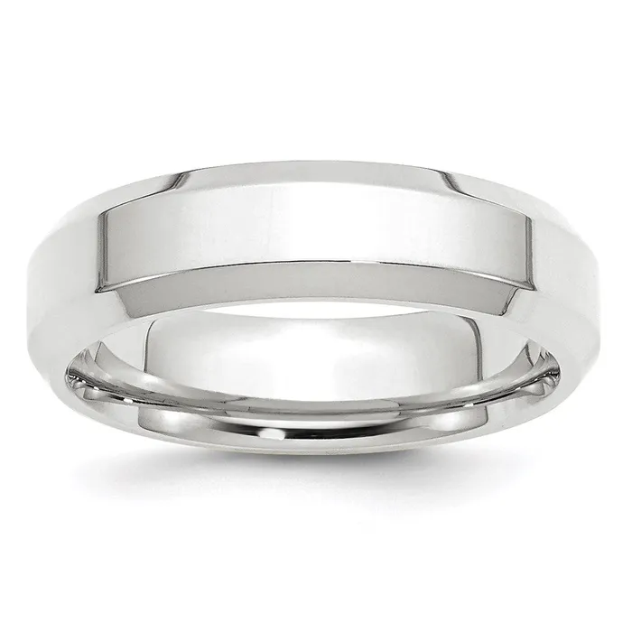 Solid 18K White Gold 6mm Bevel Edge Comfort Fit MensWomens Wedding Band Ring Size 75 Goldia Rings Solid 18K White Gold 6mm Bevel Edge Comfort Fit MensWomens Wedding Band Ring Size 75 Goldia Rings