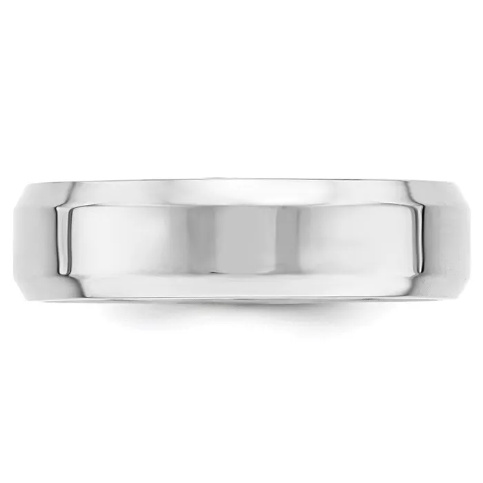 Solid 18K White Gold 6mm Bevel Edge Comfort Fit MensWomens Wedding Band Ring Size 75 Goldia Rings Solid 18K White Gold 6mm Bevel Edge Comfort Fit MensWomens Wedding Band Ring Size 75 Goldia Rings