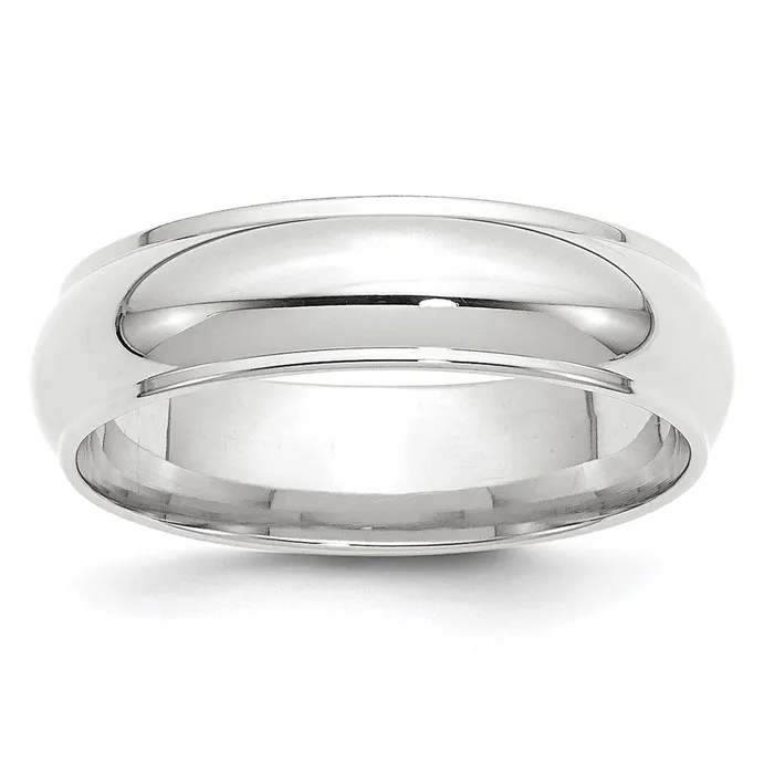 Solid 18K White Gold 6mm Half Round with Edge MensWomens Wedding Band Ring Size 115 Goldia Rings Solid 18K White Gold 6mm Half Round with Edge MensWomens Wedding Band Ring Size 115 Goldia Rings
